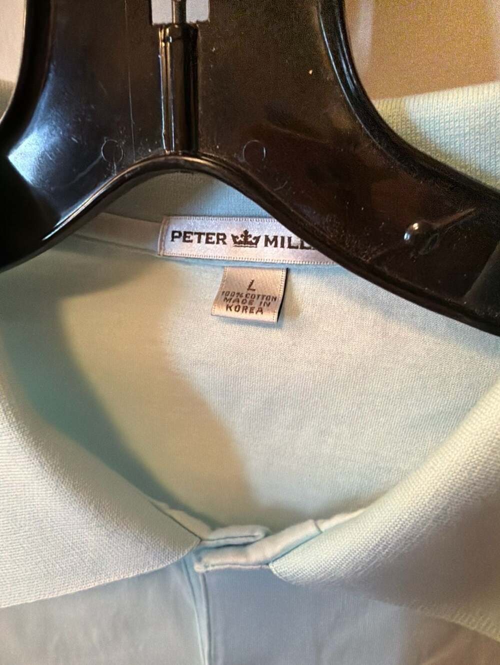 Peter Millar Men's 100% Cotton Short Sleeve Polo Shirt Light Blue Size L